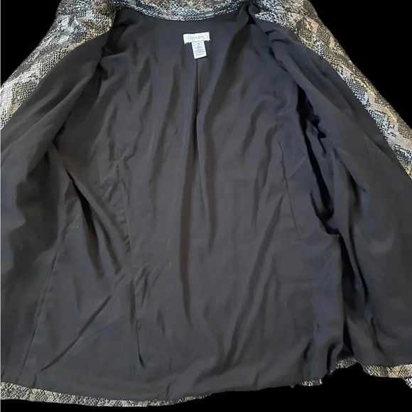 Chico’s Black Silver Metallic Snake Print Full Zip Jacket Women Size 2 - Picture 3 of 4